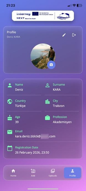 Profile screen