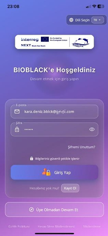 Registered user login